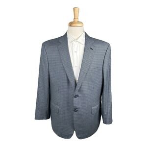 Brioni Current Blue Black Checked Pure Wool Blazer Size 44R Mint
